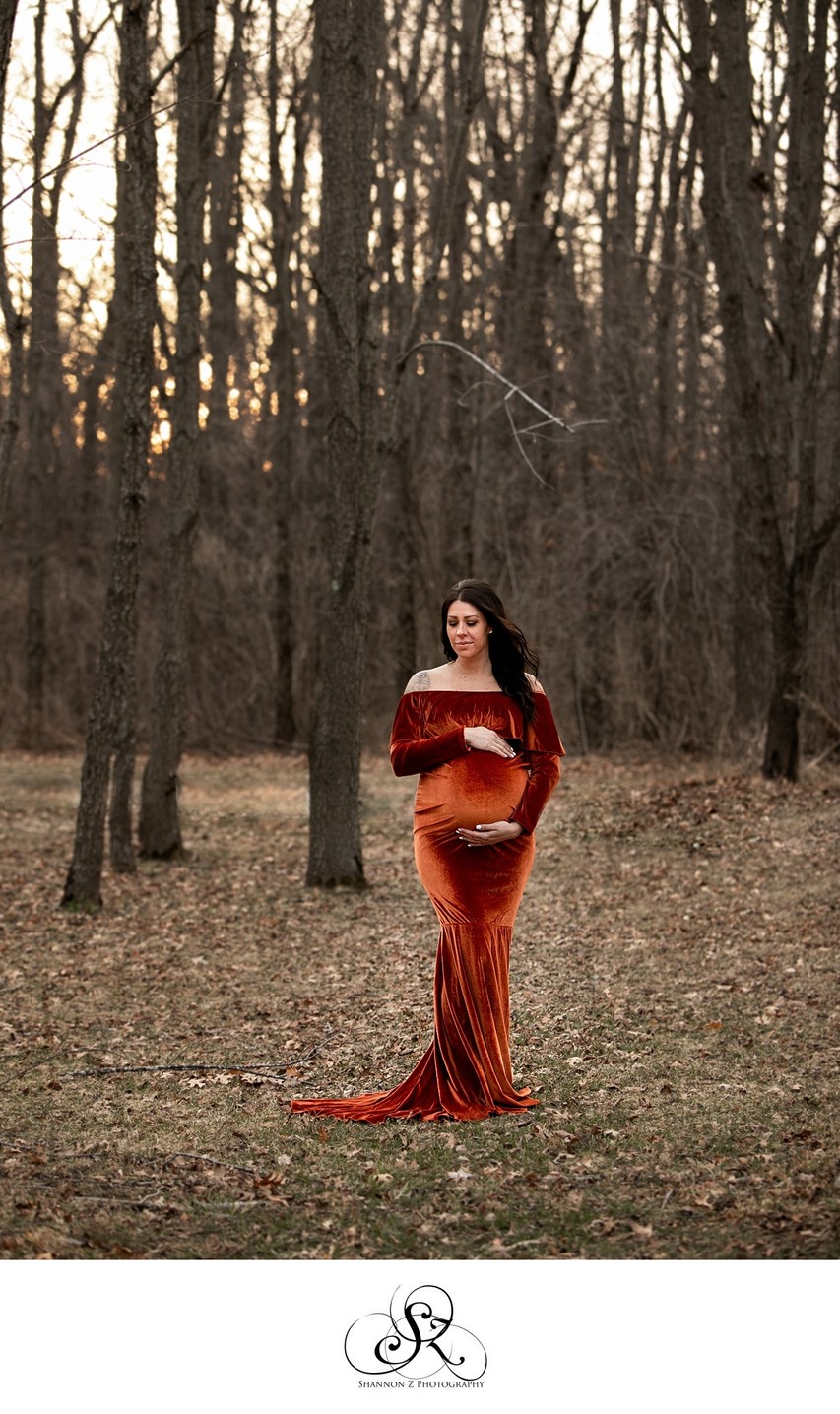 Velvet Maternity Gown: Fall Maternity Session