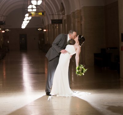 Milwaukee Courthouse Wedding: Dipped Kiss