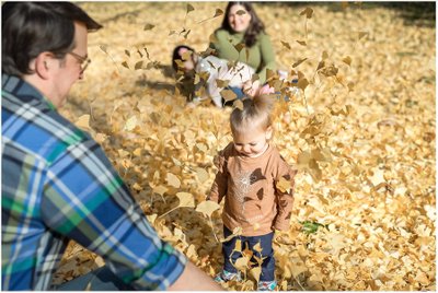Playing in Leaves: Family Photos