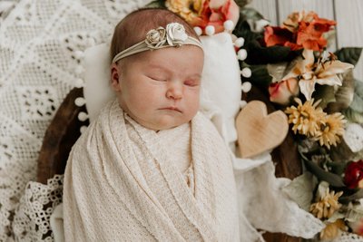 Boho Newborn Photography: baby girl