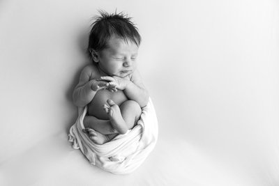 Baby Boy with Lots of Hair : Kenosha Newborn Studio