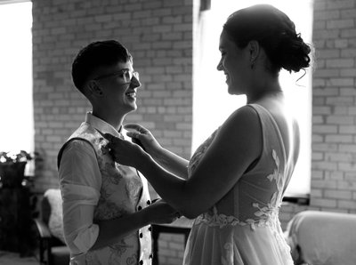 Two Brides Getting Ready