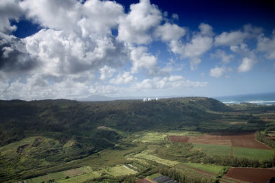 Aerial view of pinapple farms in Hawaii