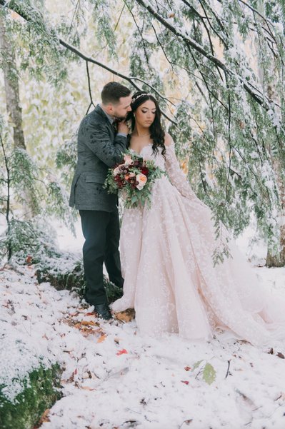 Maine Elopement Photographer in Maine in the Snow