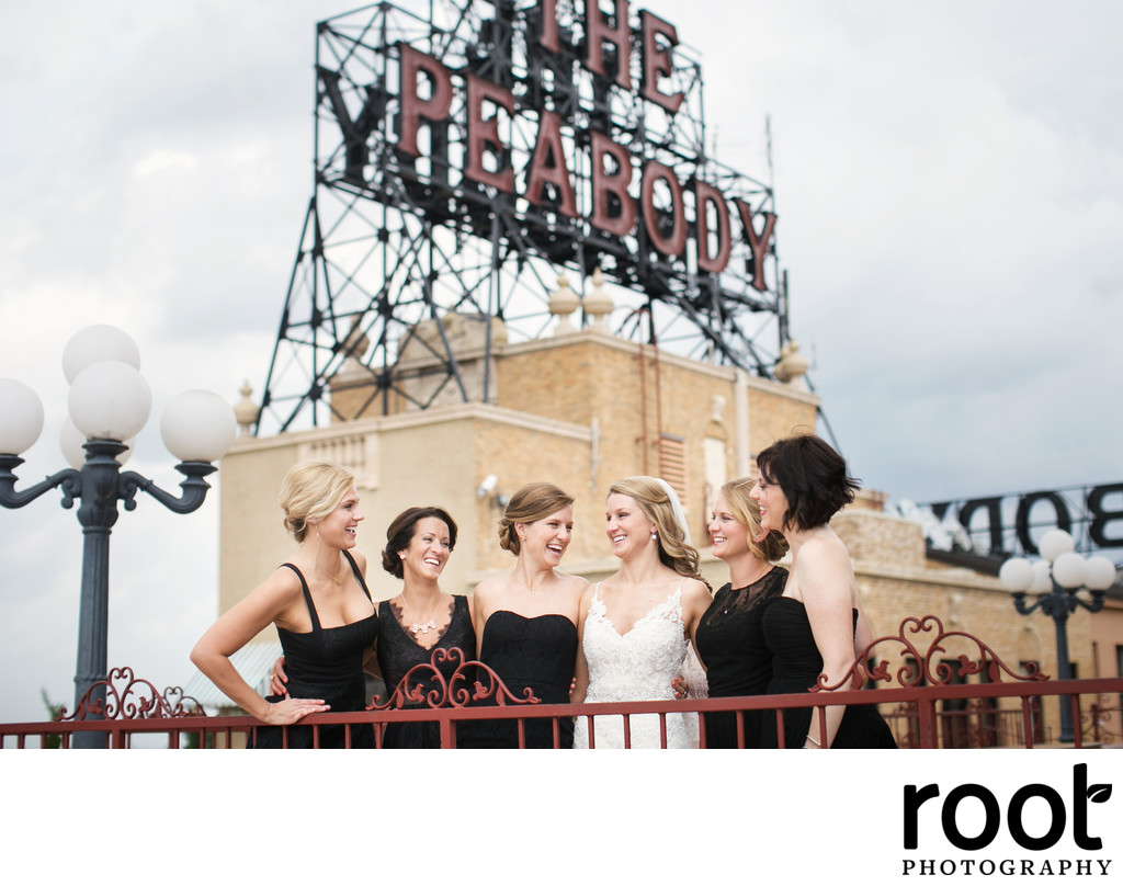 Bridesmaids on Peabody Memphis Rooftop