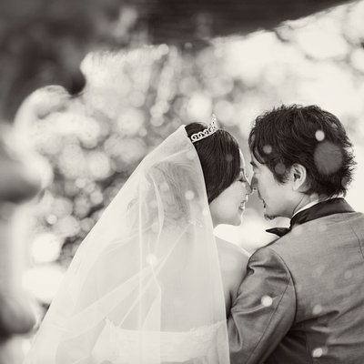 Wedding Photo at Grand Floridian Fountain