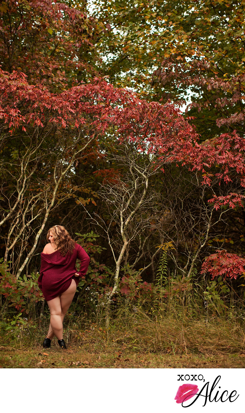sexy photos in nature by xoxo alice with fall leaves