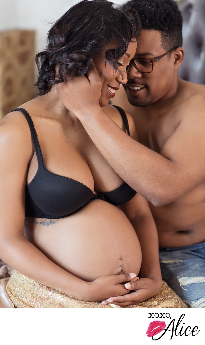 Happy maternity portraits for expecting parents in STL