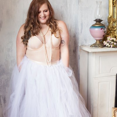 Pearls and White Tulle Skirt Perfect Bridal Boudoir 