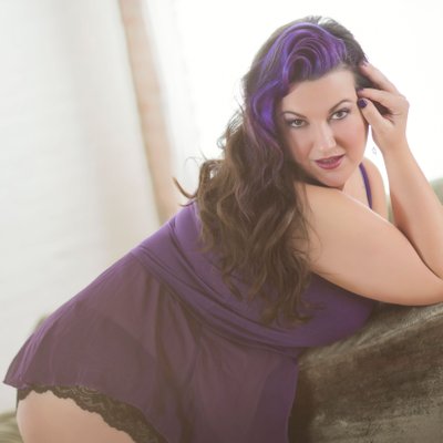 st louis boudoir photographer purple hair and lingerie