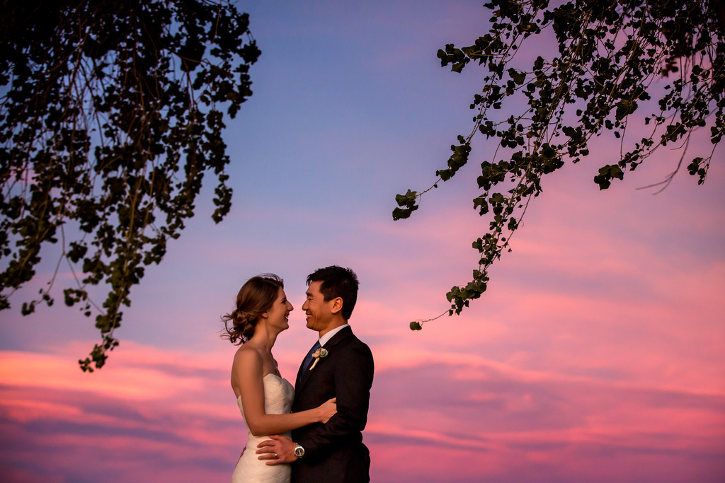 Sedona wedding photo at sunset - Bell Rock wedding