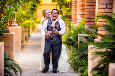 Bride and Groom at Royal Palms - Scottsdale wedding Photographers - Ben and Kelly Photography