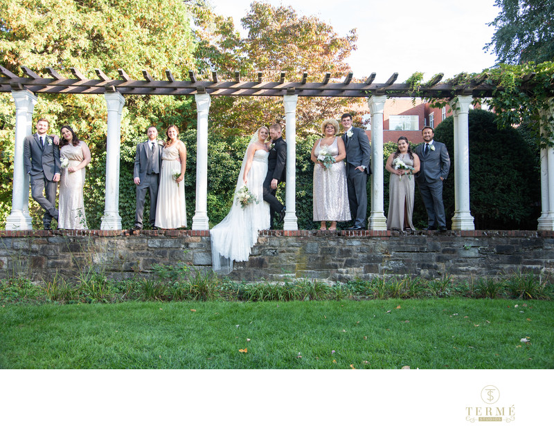 Wedding Party photo at the Higgins House at WPI