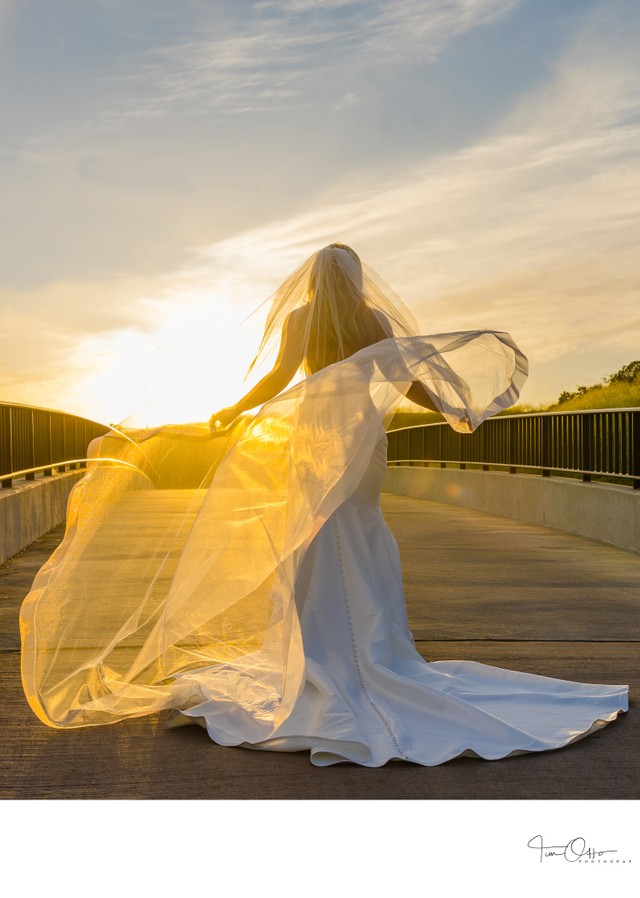 Bride at sunset taken at the Crossings in Carlsbad