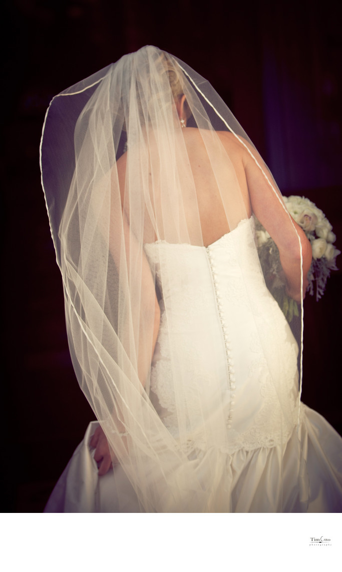 Bride walking to ceremony at Immaculata USD