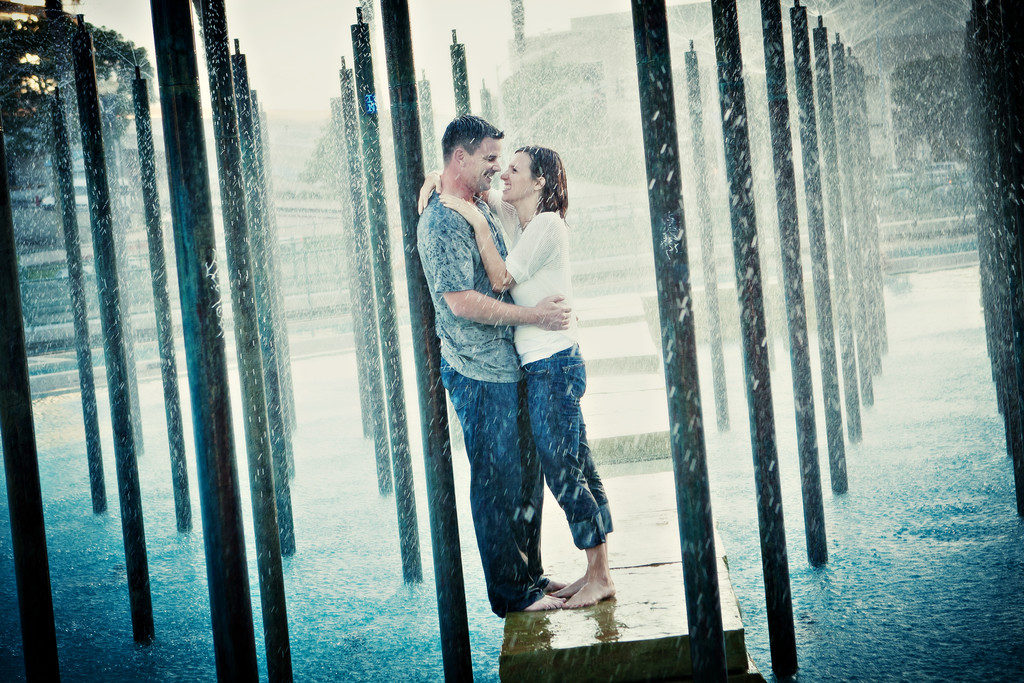 Downtown Fountains Engagement Picture