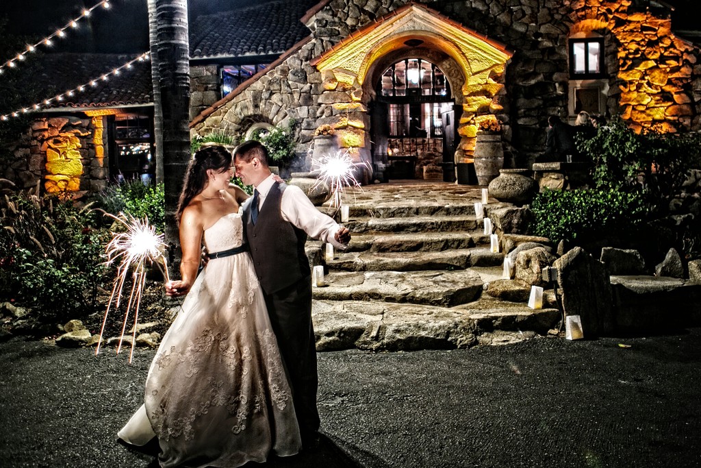 Sparkler Photo at Mt Woodson Wedding