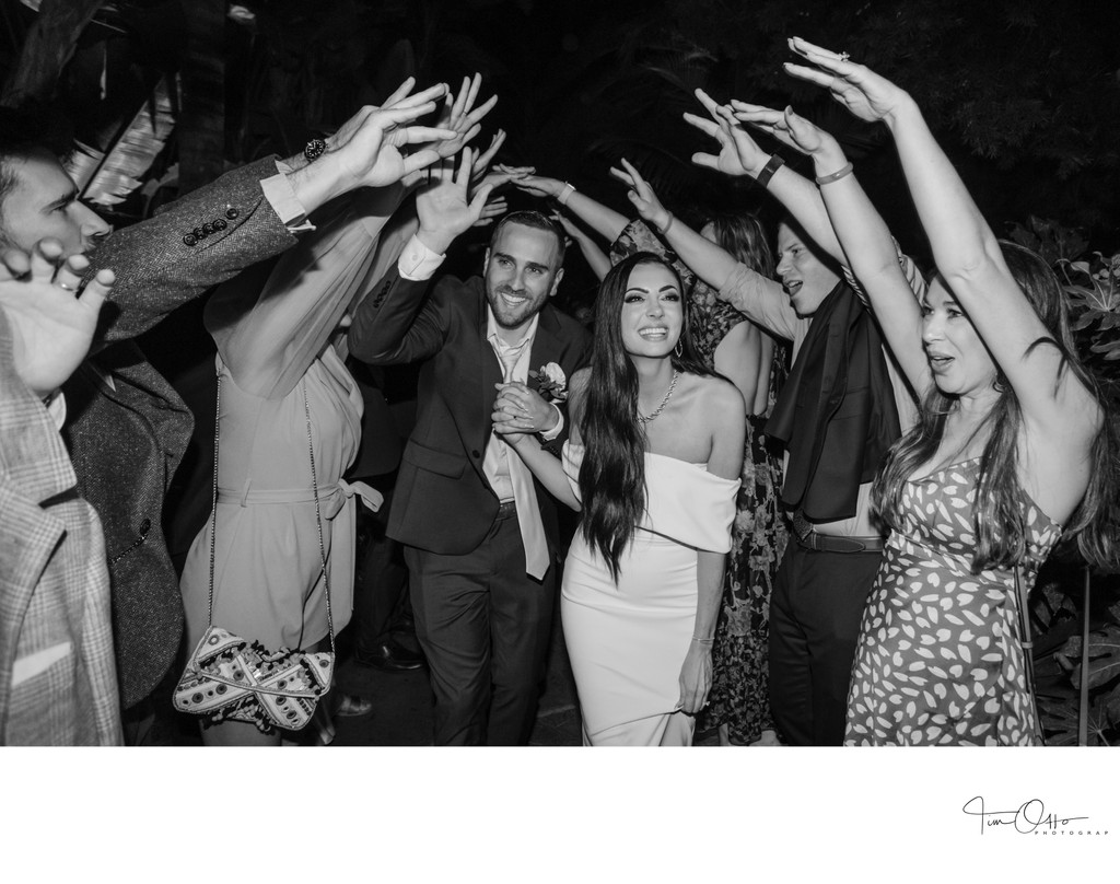 bride and groom exit from reception