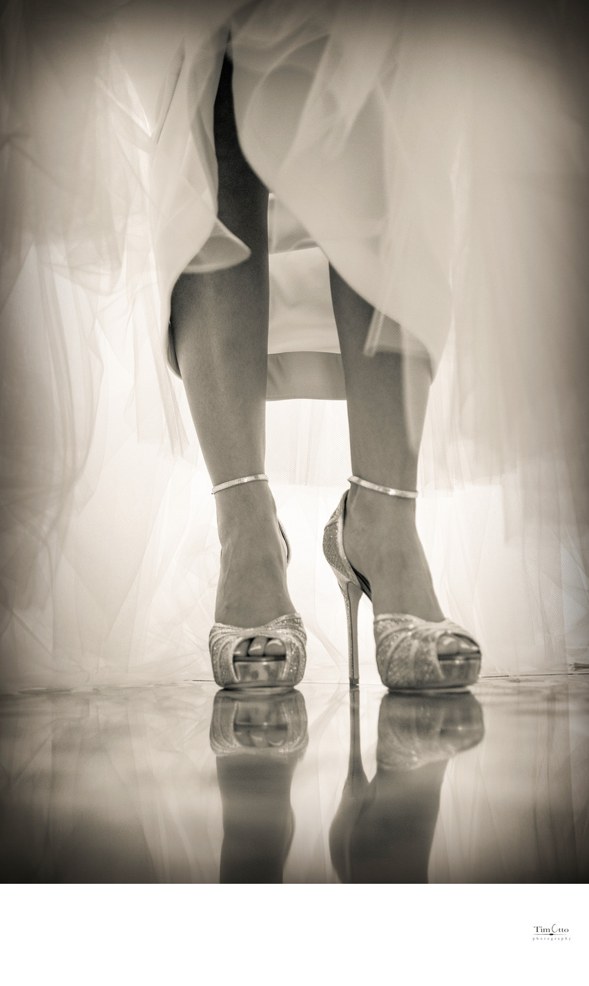 Detail of Brides Shoes with reflection