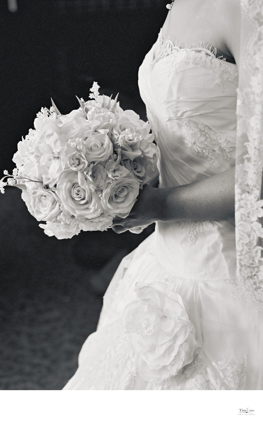 Detail Photo of Brides Bouquete and Dress