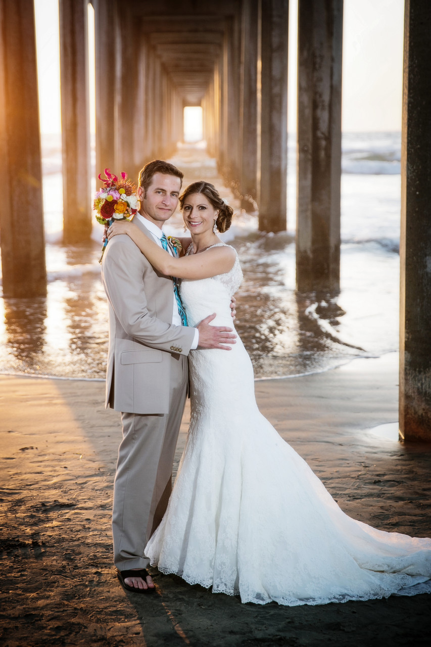 Bride and Groom at Scripps Pier 