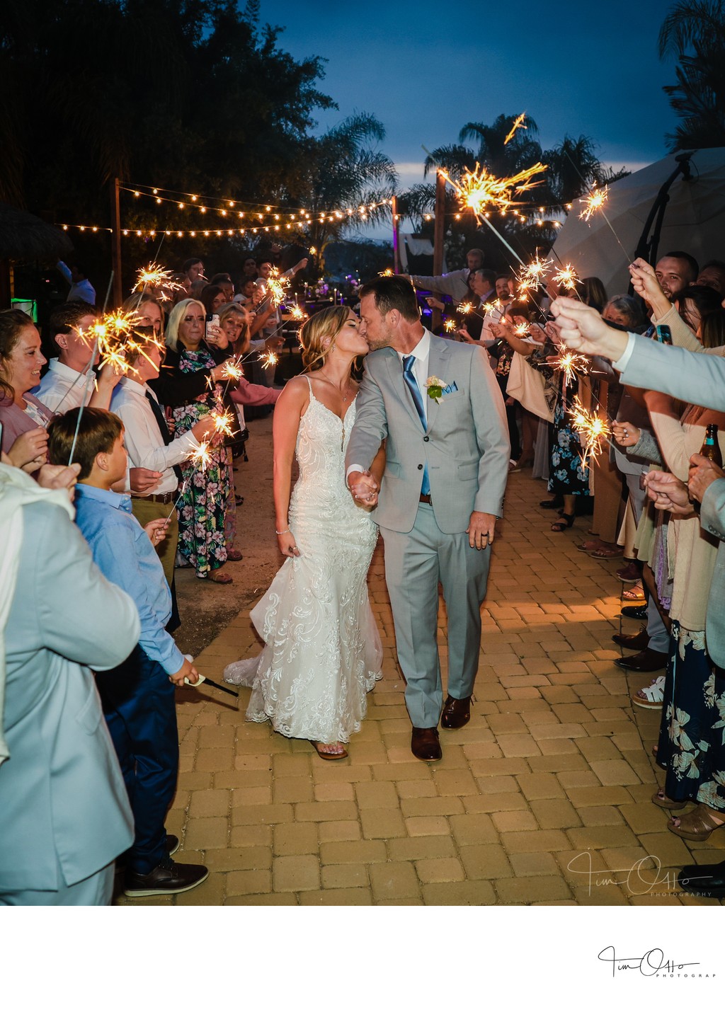 Bride and groom and sparklers