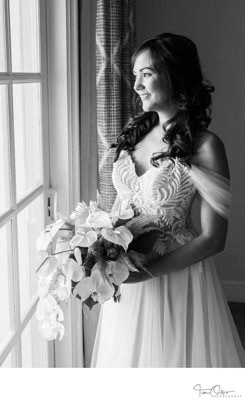 Bride portrait window light