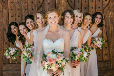 Bridesmaids and flowers