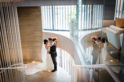 bride and groom at the Alia Marea beach resort.
