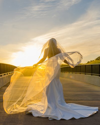 Bride at sunset taken at the Crossings in Carlsbad