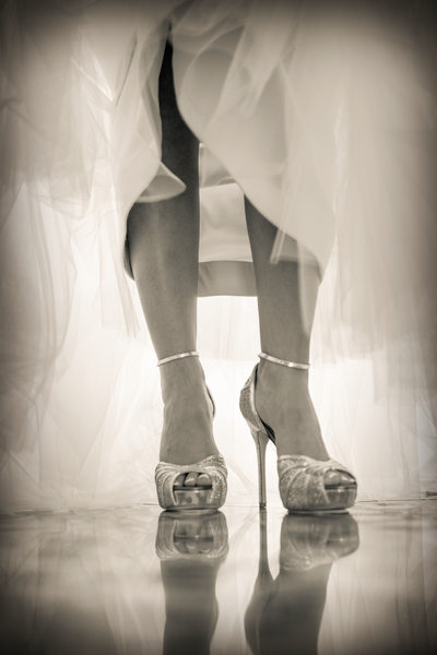 Detail of Brides Shoes with reflection