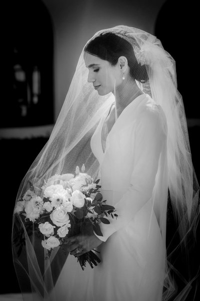 Bridal portrait with veil