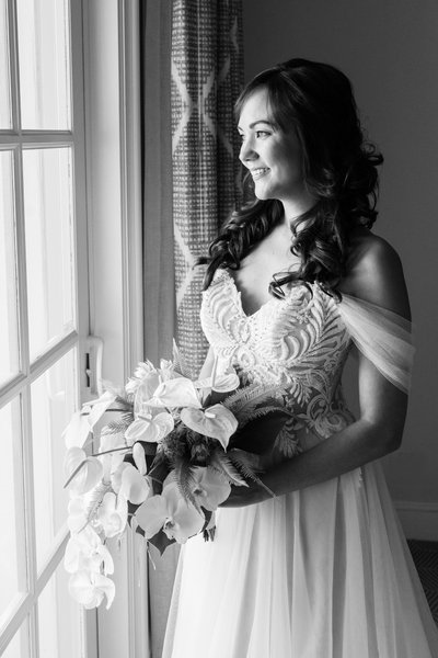 Bride portrait window light