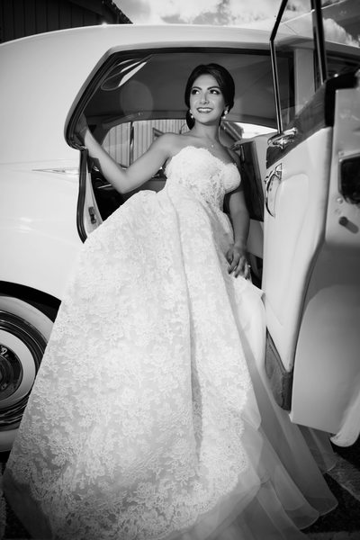 Bride in a Car from a New Perspective