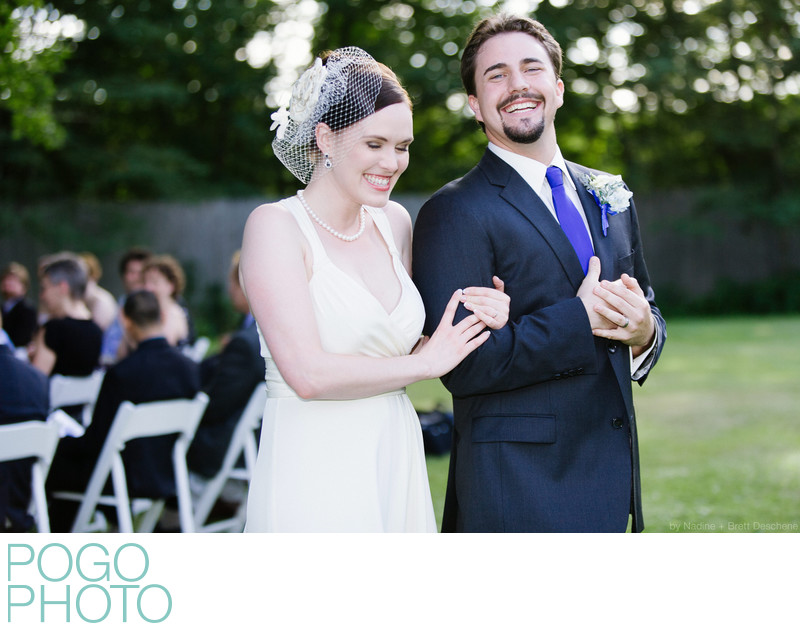 The Pogo Wedding: exiting our ceremony with grins