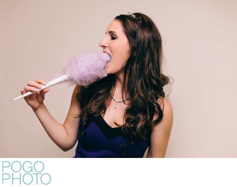 Bride Enjoys Purple Cotton Candy During Her Afterparty 