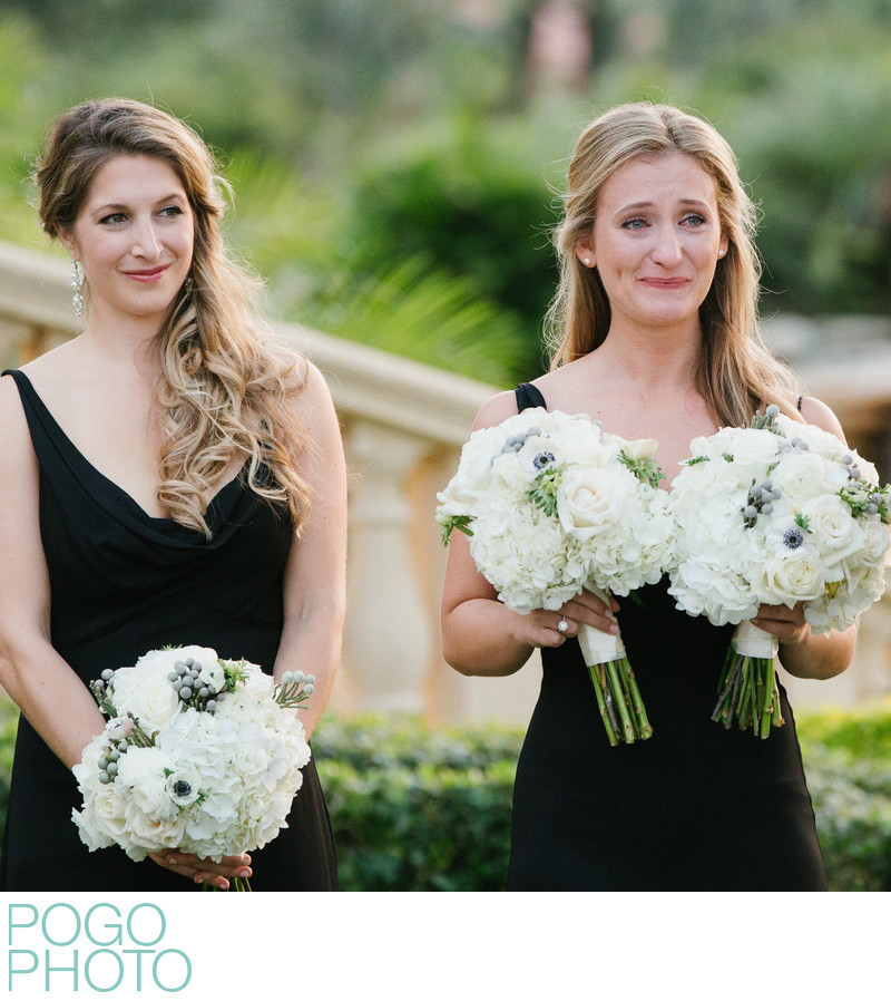 Maid Of Honor Holds Bride S Bouquet With Hy Tears