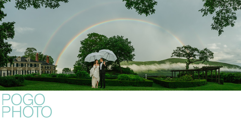 Double Rainbow Wedding Photo after Epic Vermont Storm