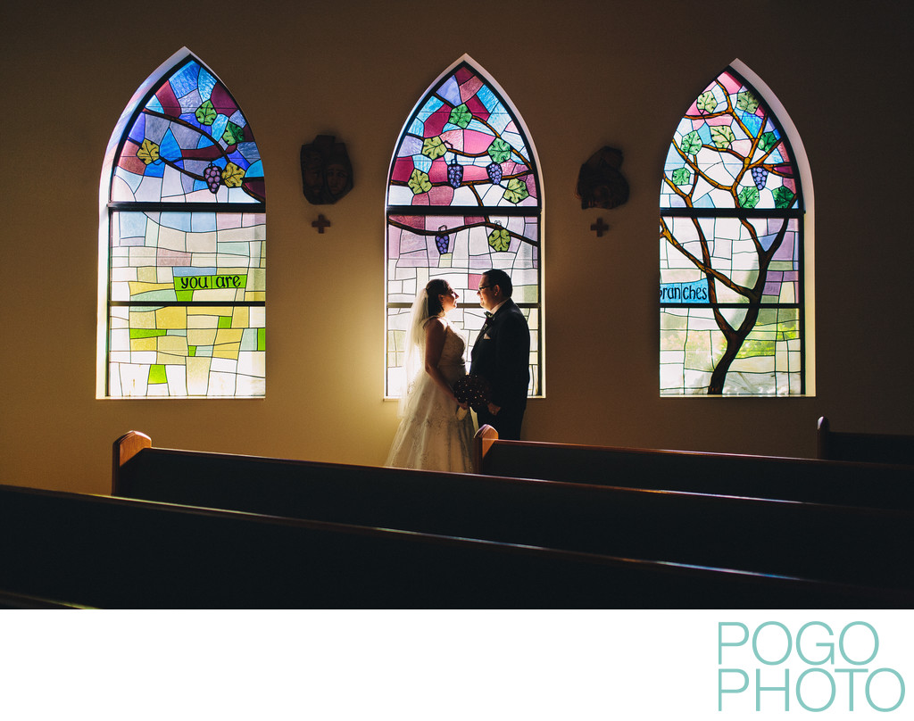 Stained Glass Window Wedding Portraits