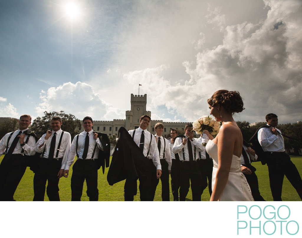 Wedding portraits at the Citadel in Charleston, SC