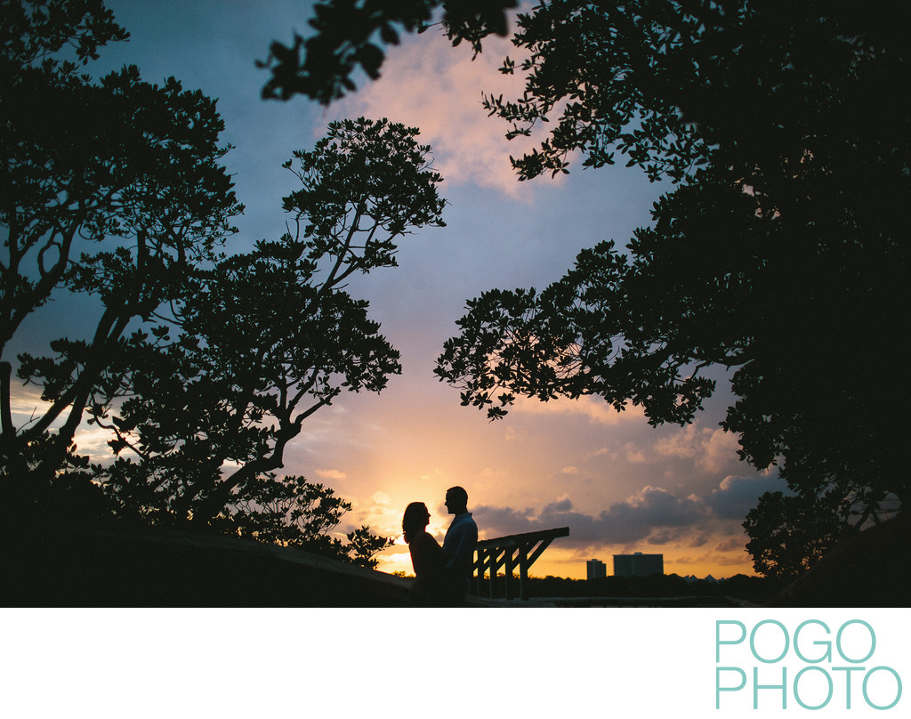 Sunset silhouette portrait, MacArthur Beach State Park