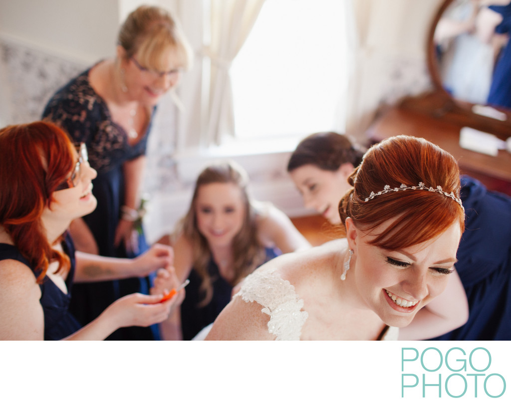 Mother of the Bride and Bridesmaids Help Bride Prep