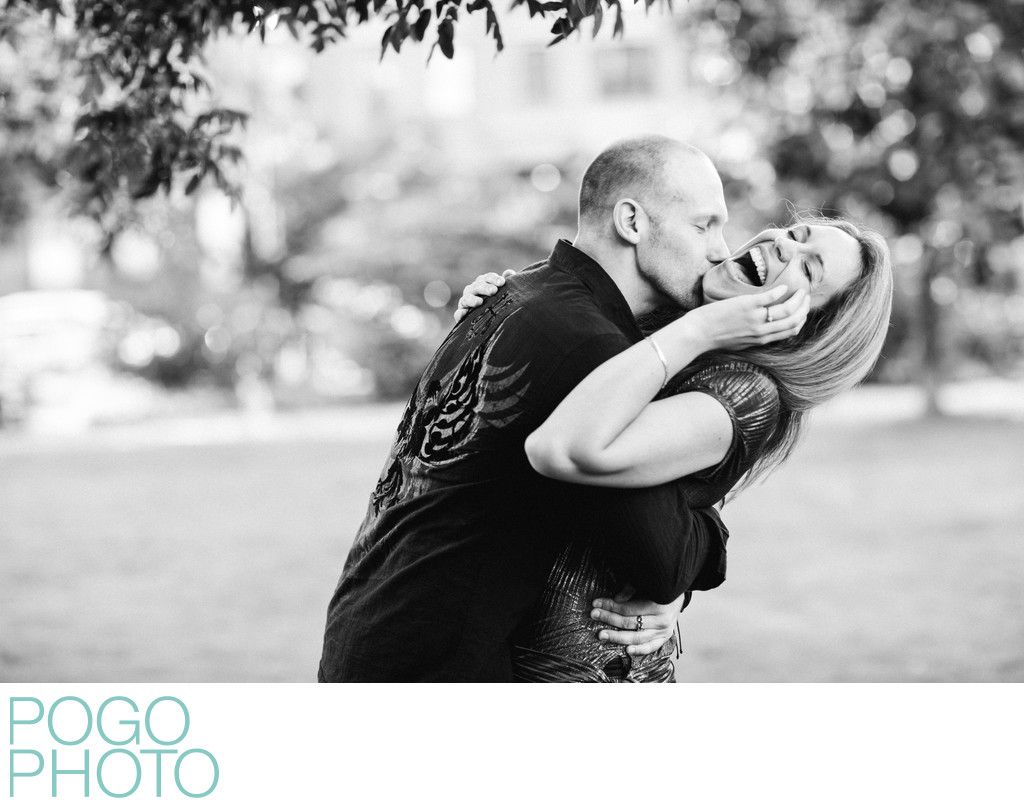 Engagement portraits on the Common, Boston