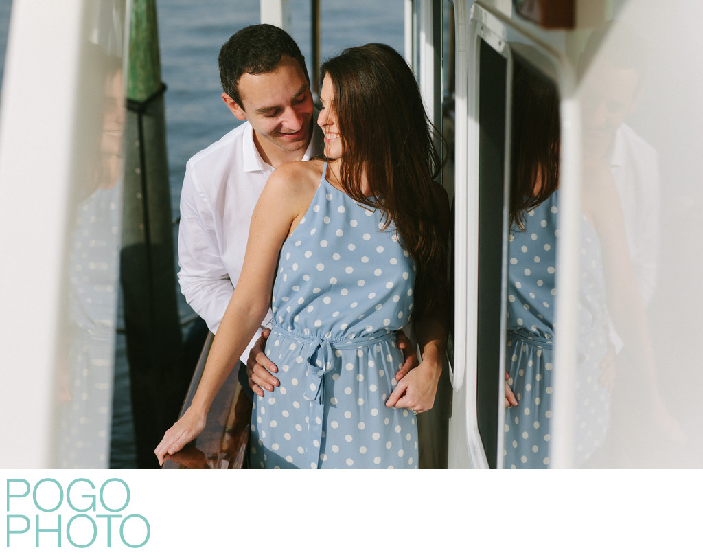 Happy Palm Beach couple engaged on yacht