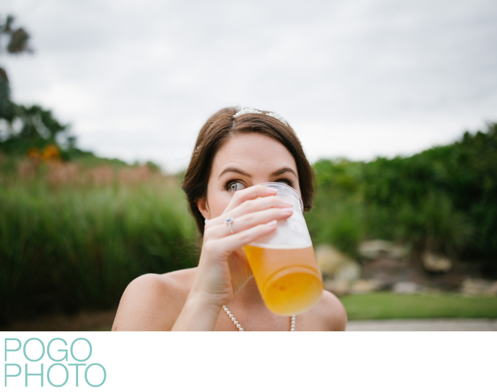 Beer drinking bride in Palm Beach County