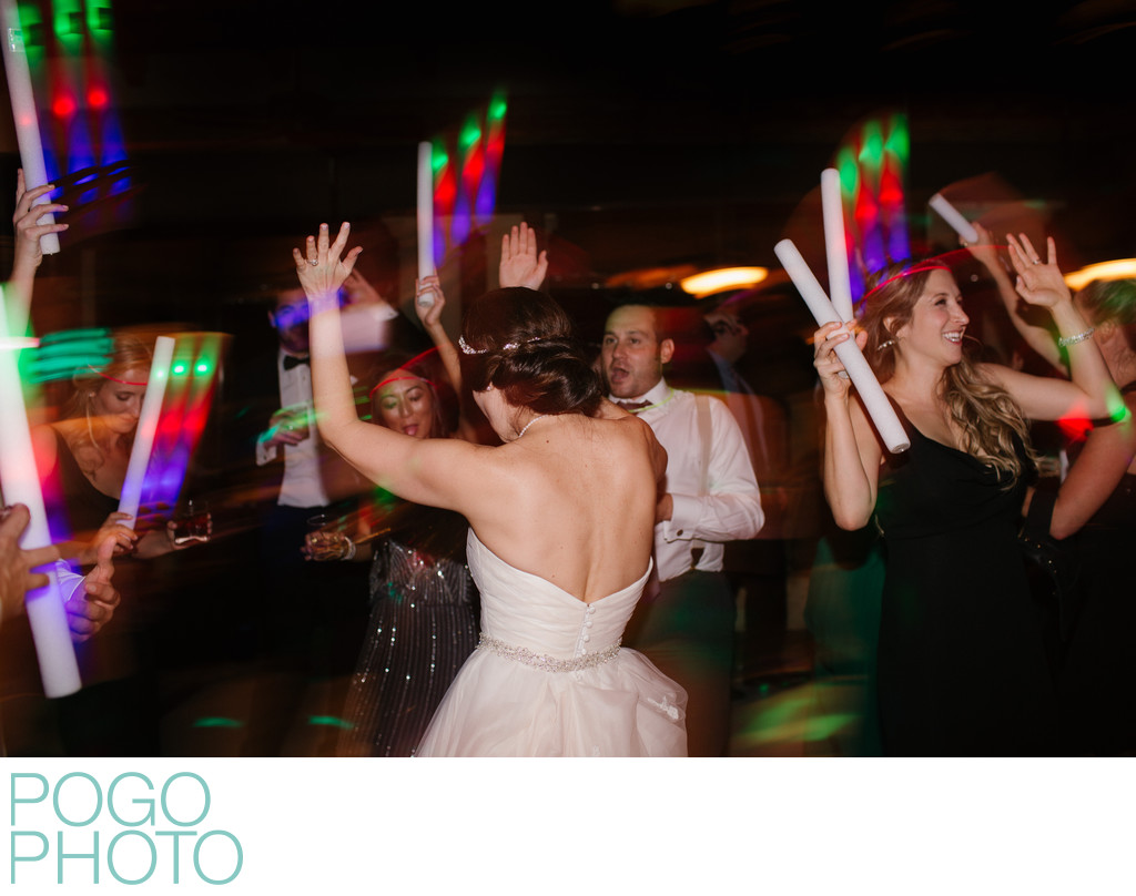 Fun LED batons at upscale wedding reception, Palm Beach