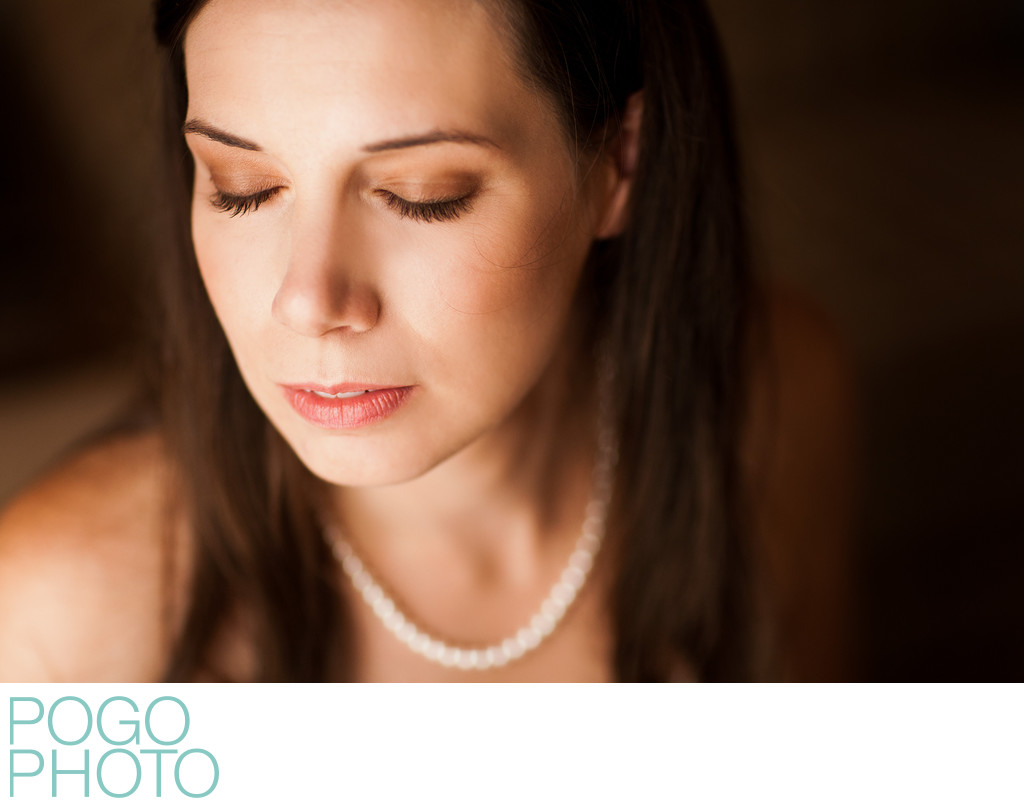 Soft Beauty Portrait of Bride with Heirloom Pearls