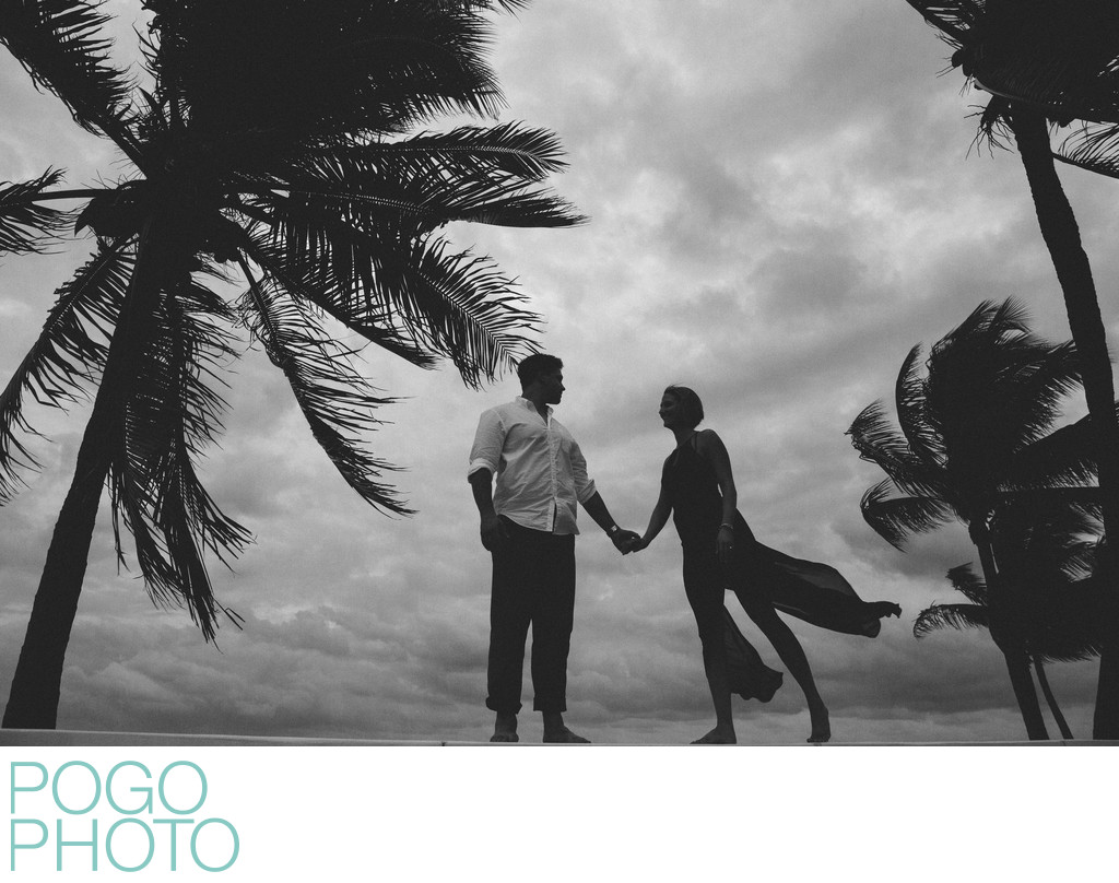Fort Lauderdale Beach Engagement Photography in B&W
