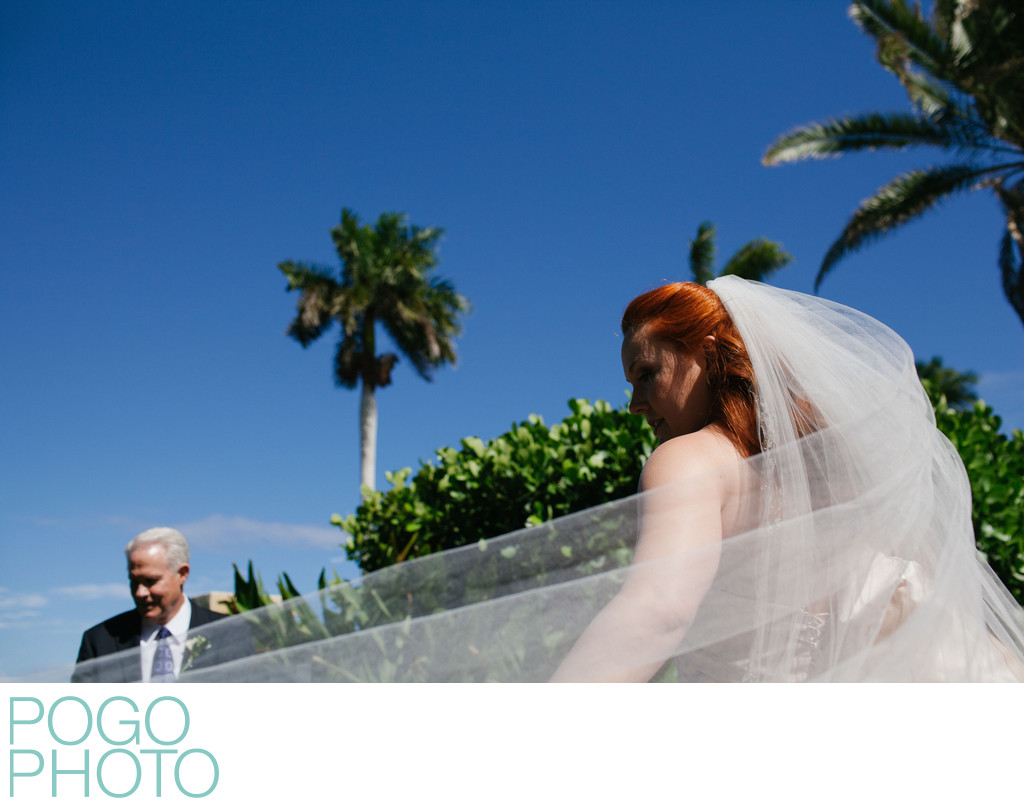 South Florida Bride and Her Father From Creative Angle