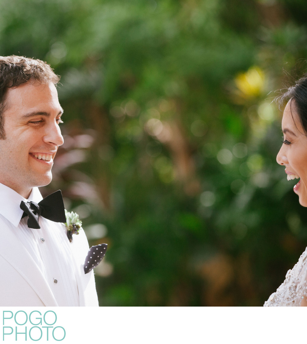 Happy First Look Photo From Miami Destination Wedding